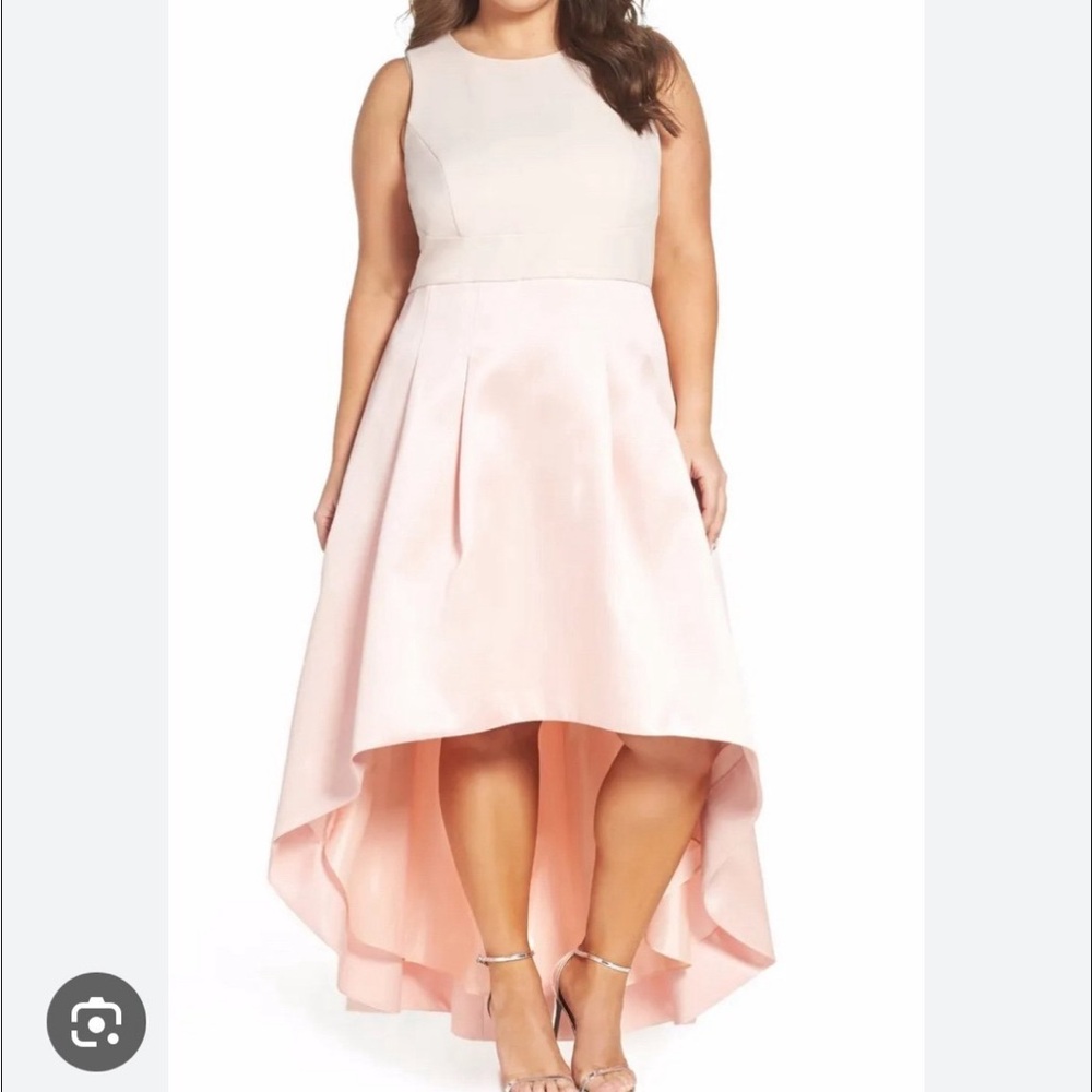 Eliza J hi low dress gown blush pink 14w crepe mikado